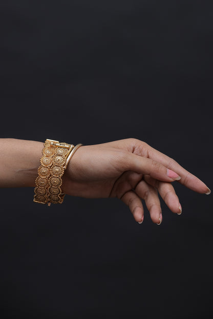 Gold Finish Pearl Bangles (Set of 2)