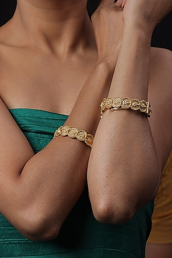 Gold Finish Pearl Bangles (Set of 2)