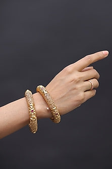 Gold Finish Bangles (Set of 2)