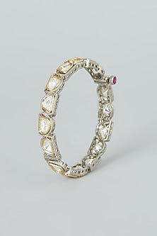 Silver Finish Jadau Stones Bangles (Set Of 2)