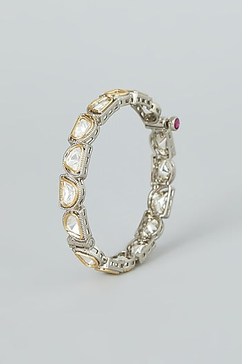 Silver Finish Jadau Stones Bangles (Set Of 2)