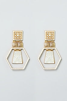Gold Finish Hexagon Earrings