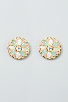 Gold Finish Mandal Stud Earrings