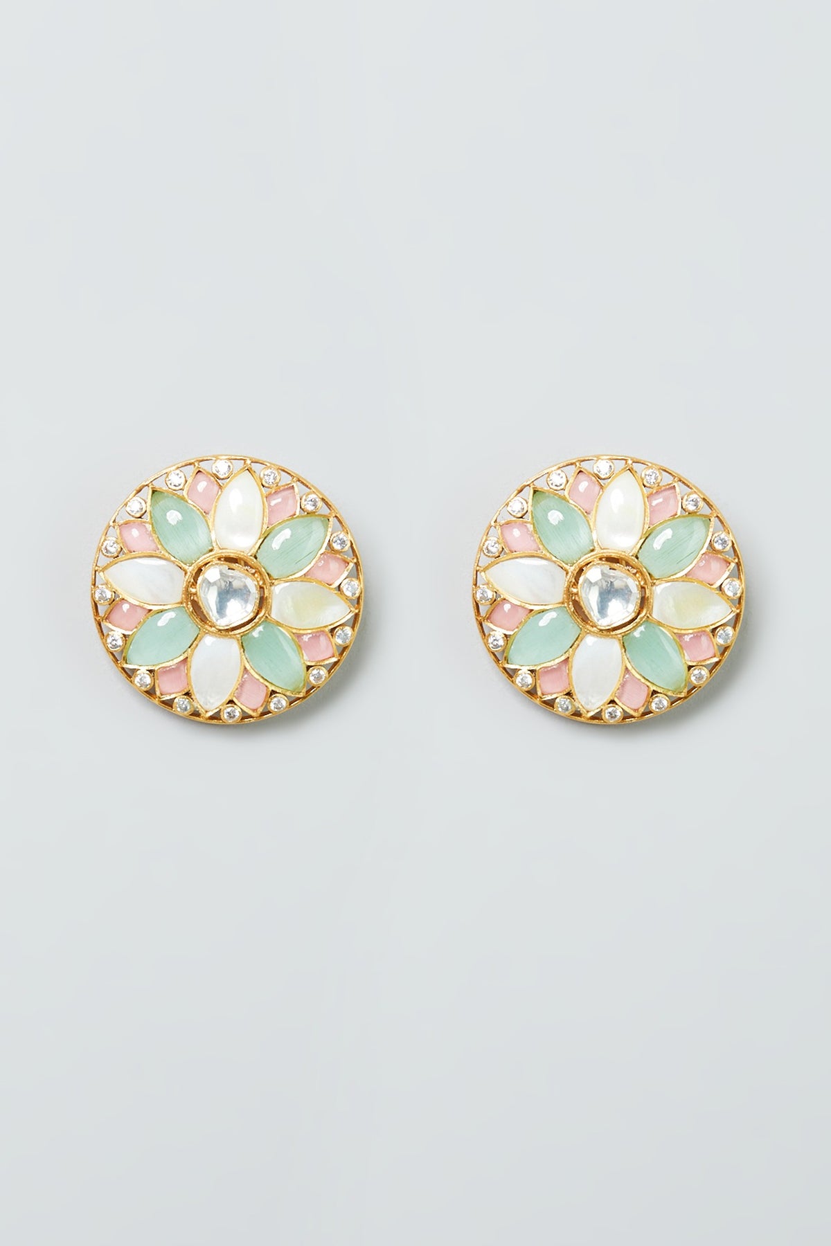 Gold Finish Mandal Stud Earrings
