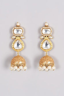Gold Finish Kundan Polki Necklace Set