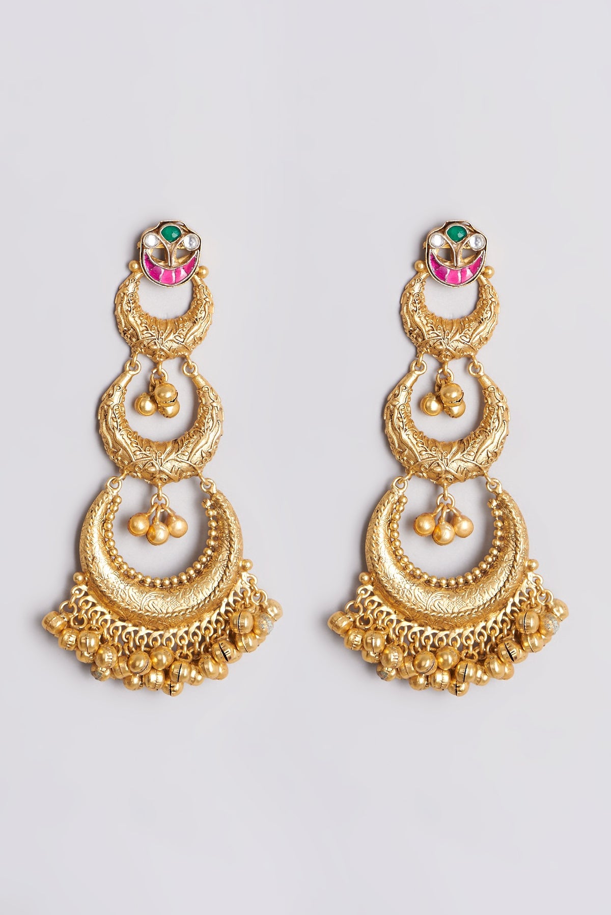Gold Finish Handcrafted Chandbali Earrings