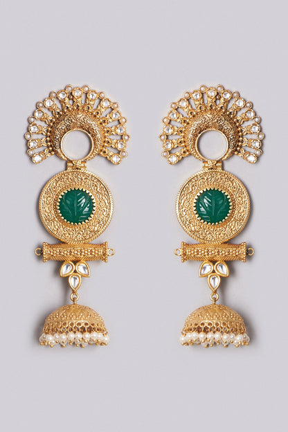 Gold Finish Handcrafted Jhumka Earrings