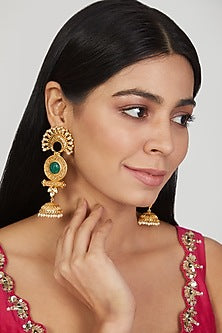 Gold Finish Handcrafted Jhumka Earrings
