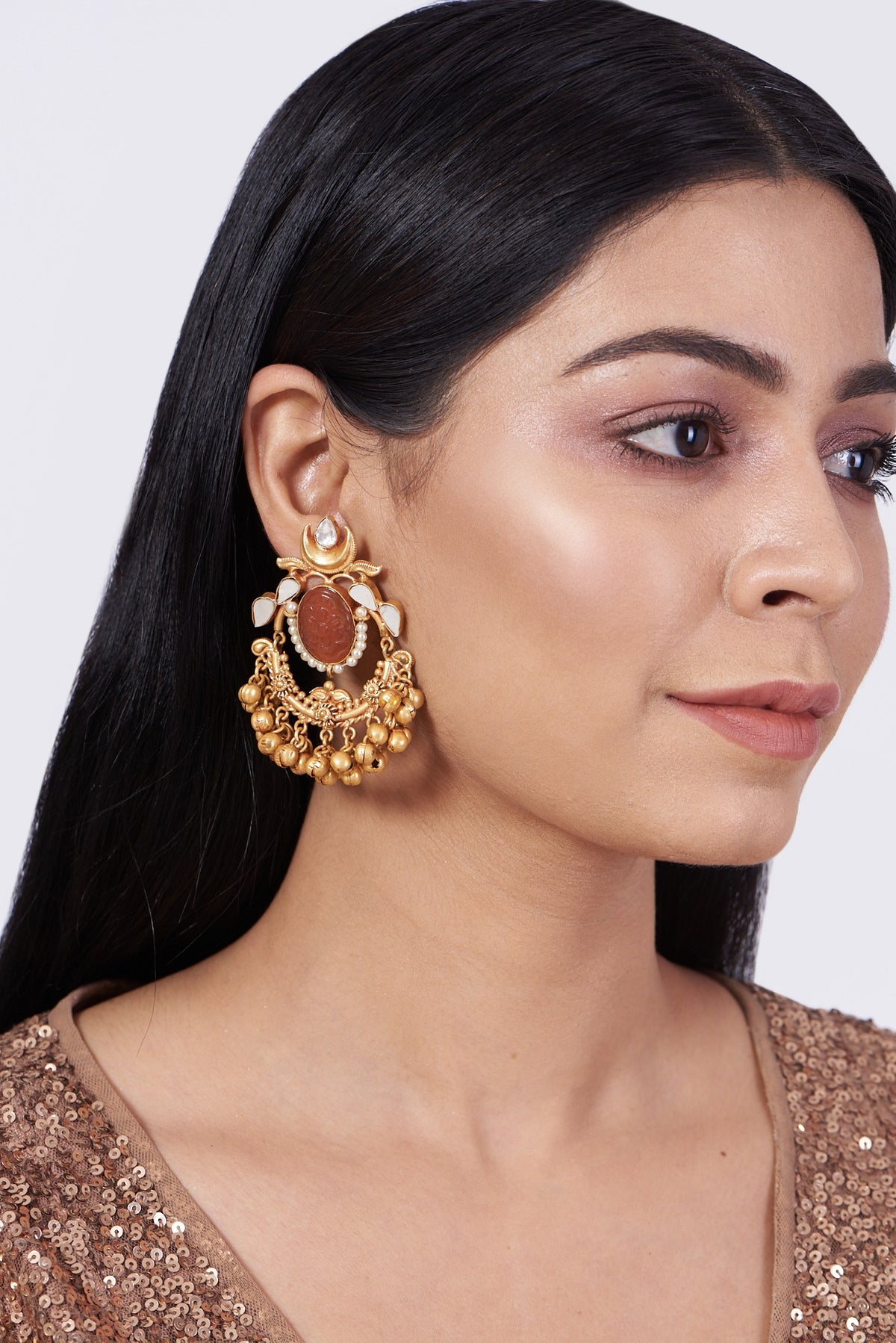 Gold Finish Handcrafted Dangler Earrings
