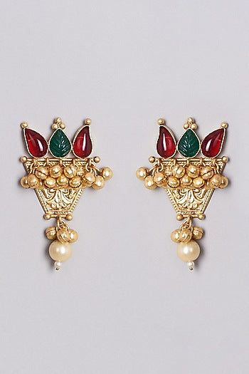 Gold Finish Handcrafted Dangler Earrings