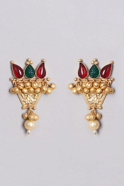 Gold Finish Handcrafted Dangler Earrings