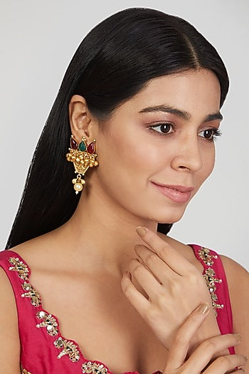 Gold Finish Handcrafted Dangler Earrings
