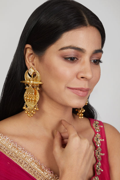 Gold Finish Handcrafted Dangler Earrings