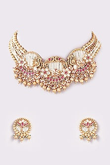Antique Gold Finish Choker Necklace Set