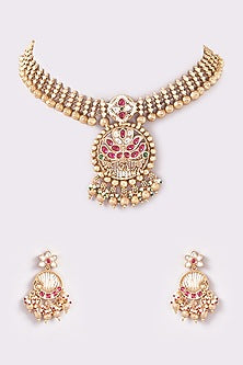 Gold Finish Temple Choker Necklace Set