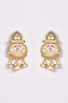 Gold Finish Kundan Polki Temple Choker Necklace Set