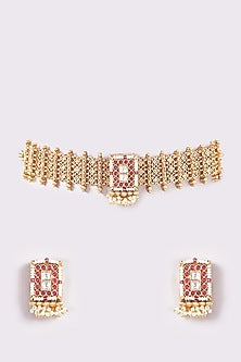 Antique Gold Finish Temple Choker Necklace Set