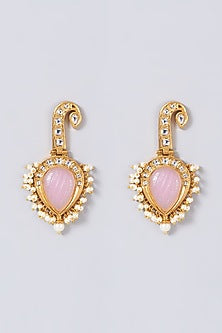 Gold Finish Semi Precious Stone Dangler Earrings