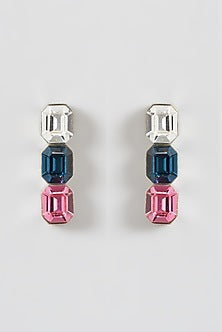 White Finish Swarovski Stone Dangler Earrings
