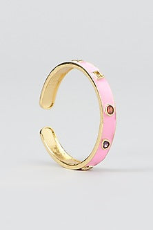 Gold Finish Pink Stone Bracelet