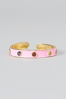 Gold Finish Pink Stone Bracelet