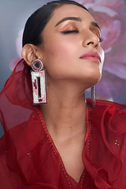 Off-White Sequins Dangler Earrings