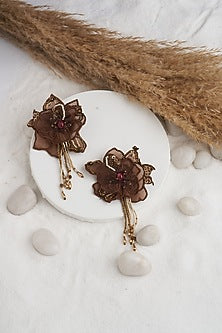 Chocolate Brown Floral Earrings