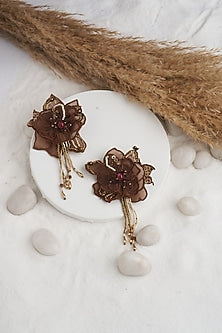 Chocolate Brown Floral Earrings
