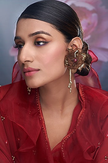 Chocolate Brown Floral Earrings