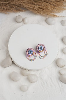 Multi-Colored Embroidered Stud Earrings