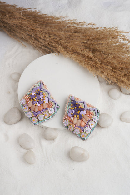 Multi-Colored Embroidered Earrings