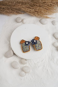 Multi-Colored Embroidered Stud Earrings