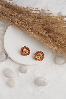 Orange Sequins Stud Earrings