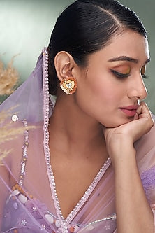 Orange Sequins Stud Earrings