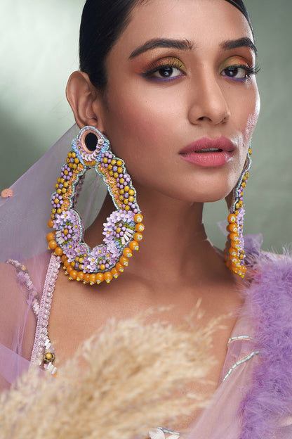 Yellow Sequins Dangler Earrings