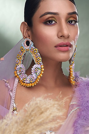 Yellow Sequins Dangler Earrings