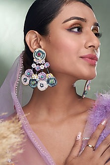 Lavender Beaded Dangler Earrings