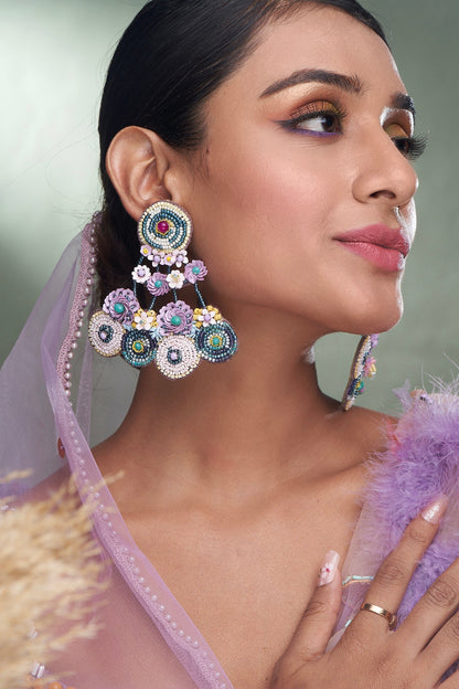 Lavender Beaded Dangler Earrings