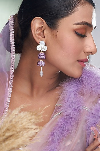 Lavender Beaded Drop Earrings