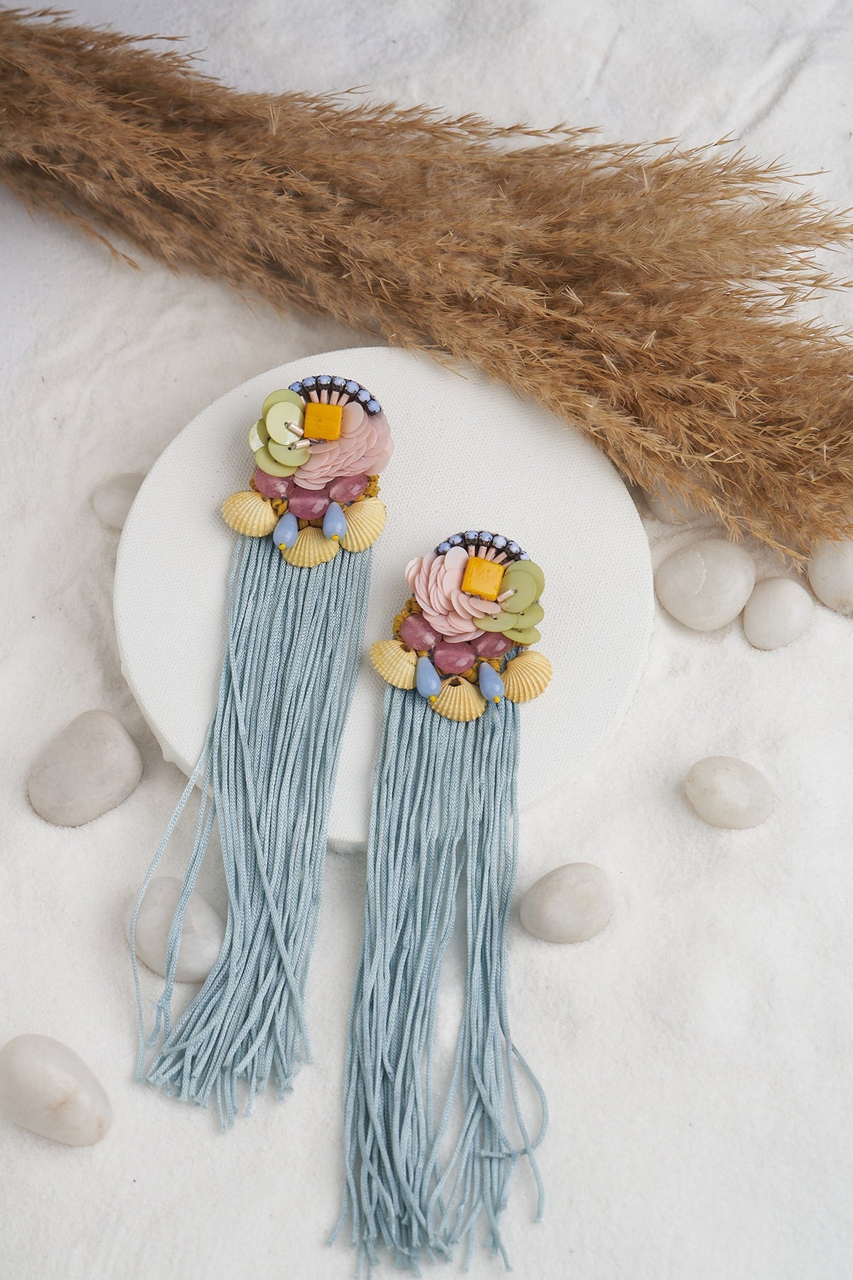Multi-Colored Earrings With Fringes