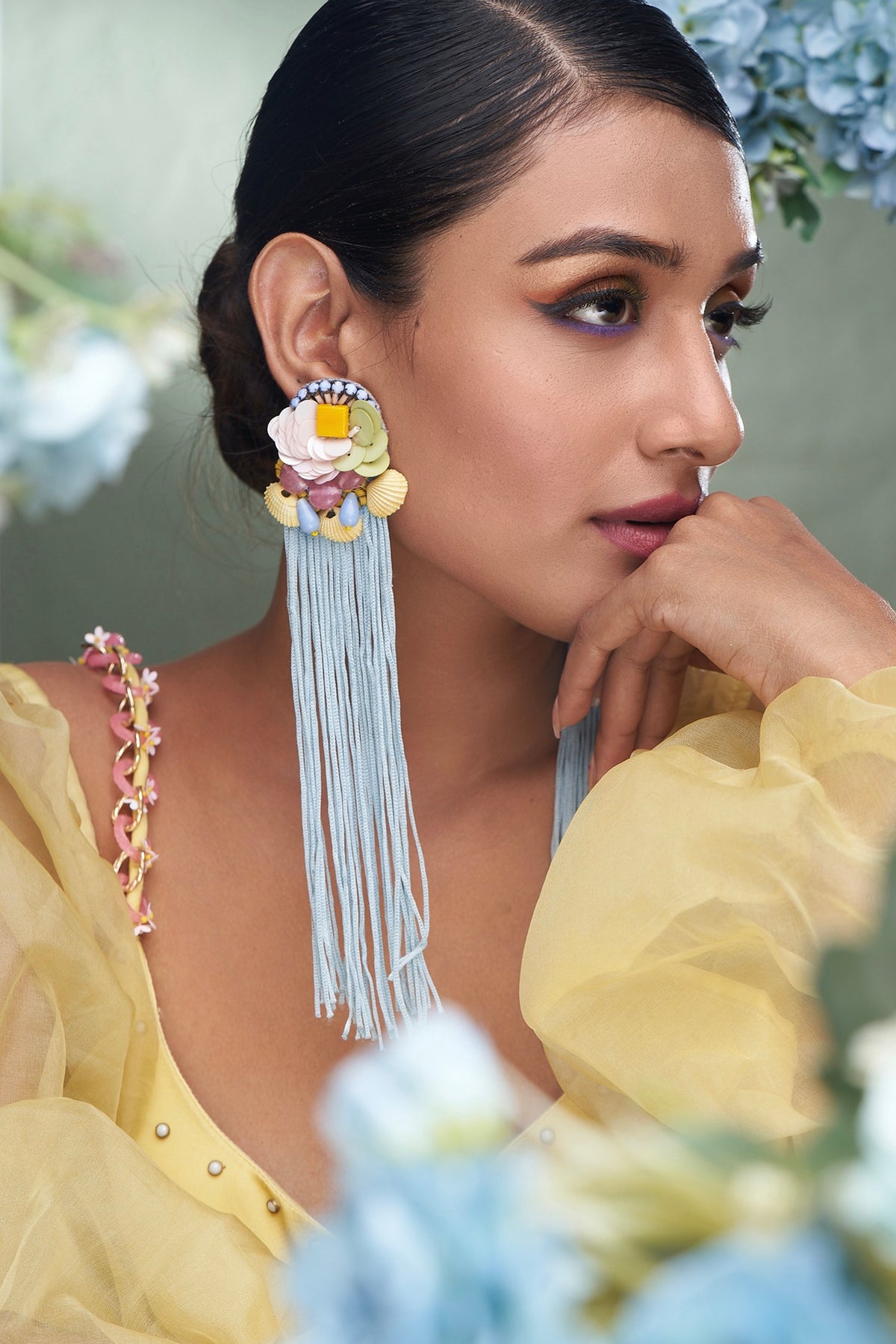 Multi-Colored Earrings With Fringes