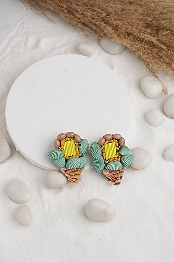 Multi-Colored Stone & Shell Earrings