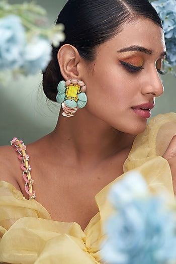 Multi-Colored Stone & Shell Earrings