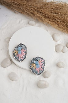 Blue & Pink Stone Stud Earrings