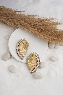 Yellow Sequins & Beaded Earrings