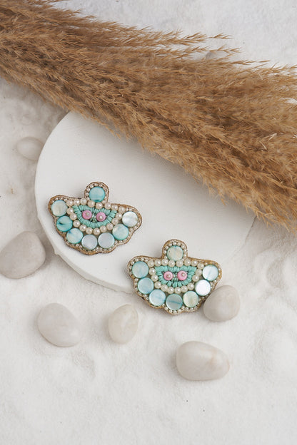Aqua Green Beaded Earrings