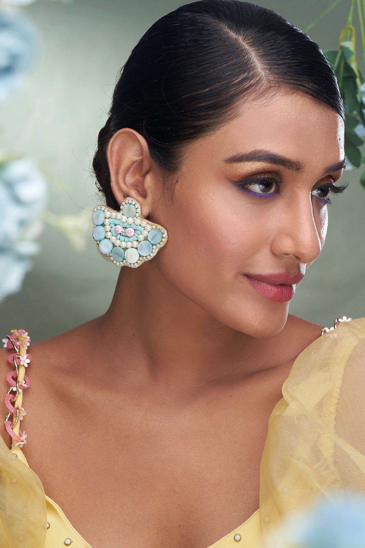Aqua Green Beaded Earrings