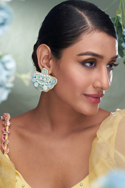 Aqua Green Beaded Earrings