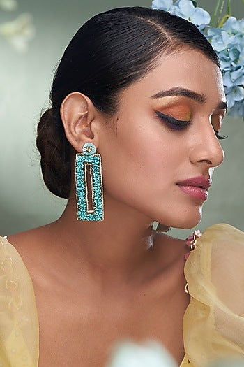 Green Sequins Dangler Earrings