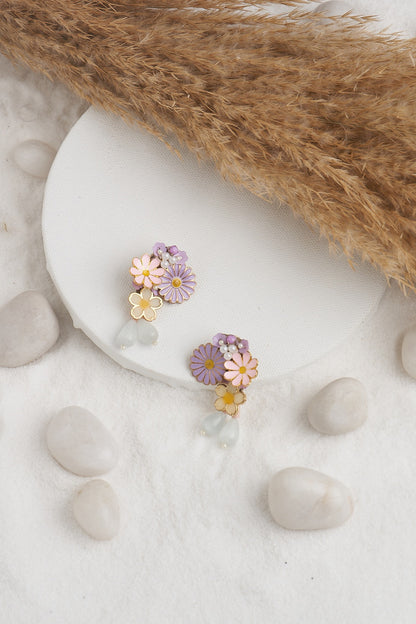 Pink Beaded Dangler Earrings